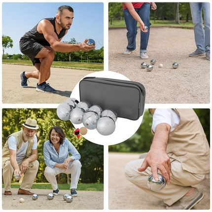 French Boules Petanque Balls Set Chrome Steel Outdoor Game with Carry Case