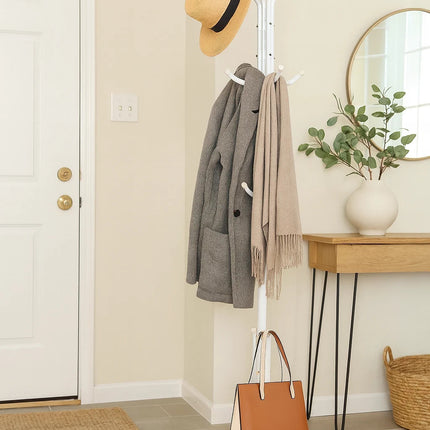 12-Hook Metal Coat Rack Stand Tree for Hats, Clothes, Umbrellas & Accessories