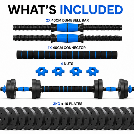 Dumbbell Barbell Set 50KG Complete Home Training Kit