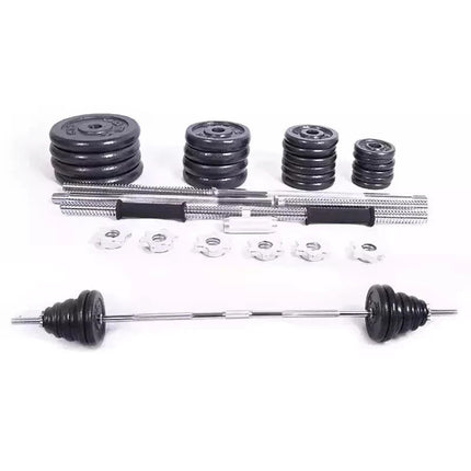 50KG Adjustable Cast Iron Dumbbell Barbell Set Home Gym Weight Training Kit