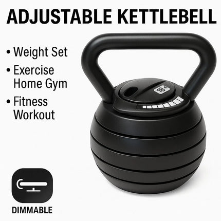 Adjustable Kettlebell Set 9kg-18kg Weight Lifting Gym Workout Fitness Exercise