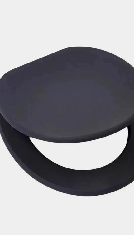 Universal Toilet Seat Jet Black Wooden MDF Bathroom WC Easy Fit With Fittings