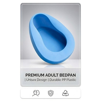 Heavy Duty PP Bedpan Adults Elderly Disabled Firm Thick Stable Bed Urinal 36.5cm