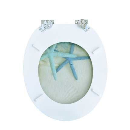 18" Universal Toilet Seat MDF Wooden Bathroom WC Easy Fit + Fittings Novelty