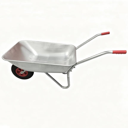 Wheelbarrow Home Garden Cart Galvanised Metal with Pneumatic Tyre Silver 130kg