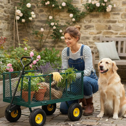 Garden Trolley TRAILER Deluxe High Sided Cart 500kg H Duty Festival Camping LARG