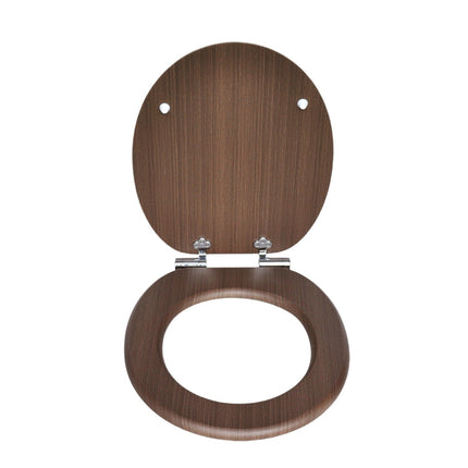 18" Universal Toilet Seat MDF Wooden Bathroom WC Easy Fit + Fittings Novelty