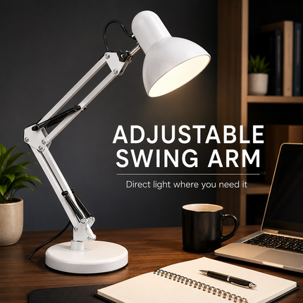 Adjustable Architect Desk Lamp E27 with Base & Clamp Metal Swing Arm Study Light
