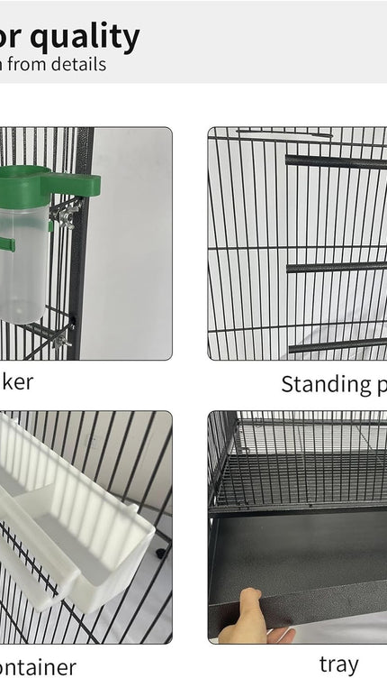 Large 53" Steel Bird Cage Standing Flight Aviary for Parrots Cockatiels & Pigeon
