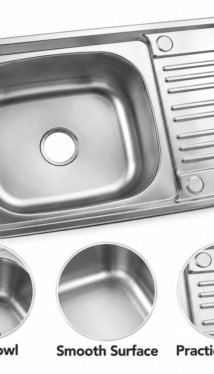 Stainless Steel Single Bowl Kitchen Sink with Draining Board