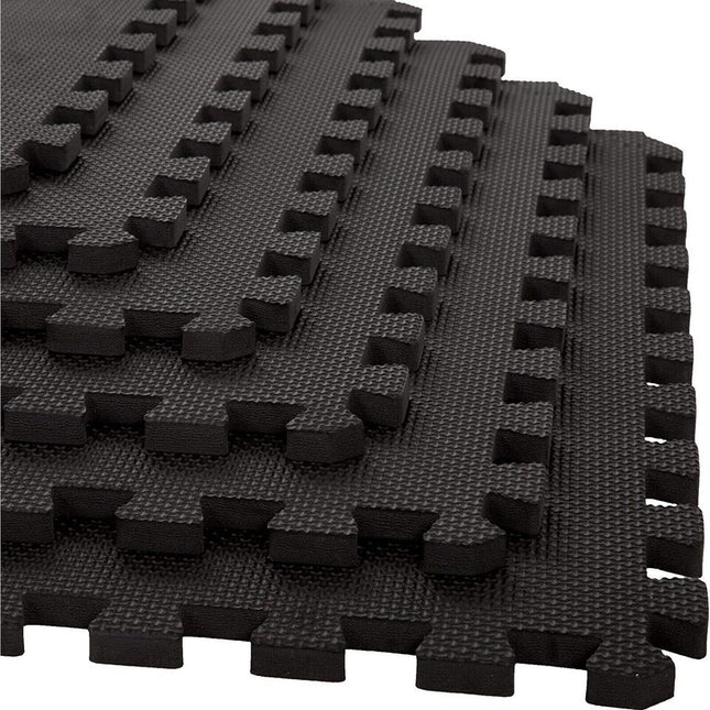 Black Interlocking Mat Yoga Exercise Soft Foam  60x60cm