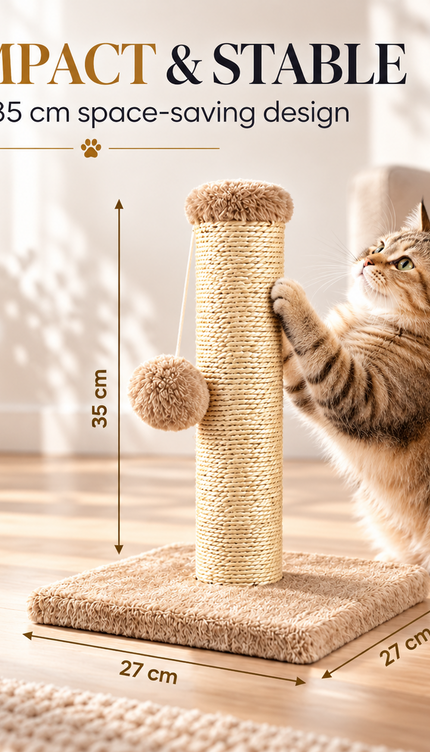 Cat Scratching Post 35cm Sisal Scratcher Kitten Activity Centre Hanging Ball Toy