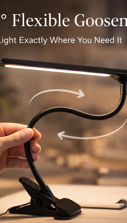 USB Clip-On LED Desk Lamp Flexible Adjustable Reading Light Bedside Night Lamp