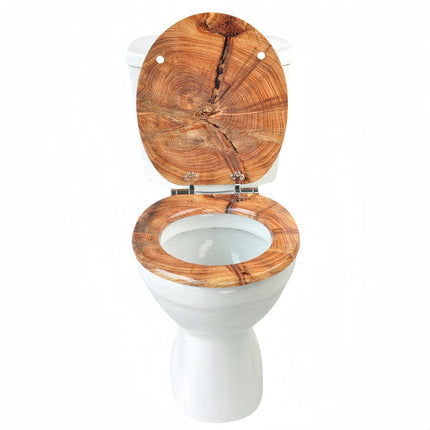 18'' Universal Wooden Toilet Seat Easy Fit Bathroom WC Seat with Fittings