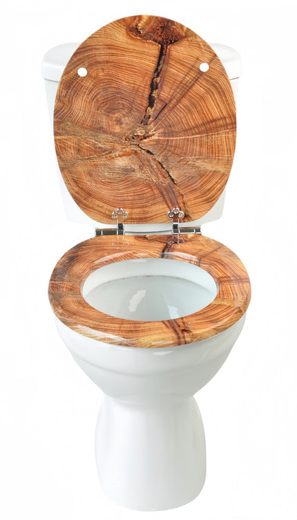 18'' Universal Wooden Toilet Seat Easy Fit Bathroom WC Seat with Fittings
