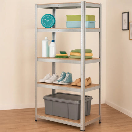 Galvanised Steel Garage Shelving Rack – 2 Pack – Silver