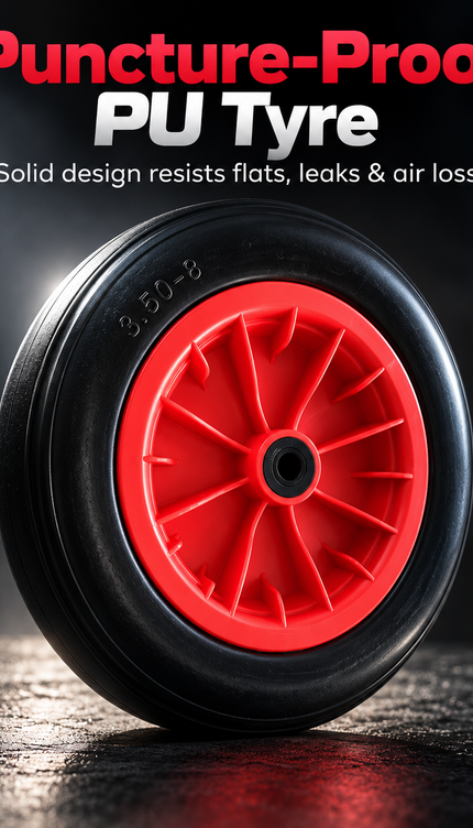 14" 3.50-8 Puncture-Proof Wheelbarrow Replacement Wheel- Black & Red