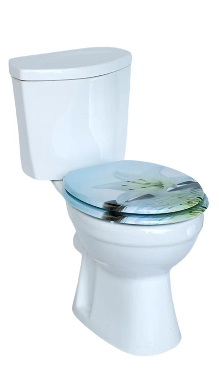 Universal Toilet Seat Lilly &Stones Design MDF Bathroom WC Seat 18" With Fitting