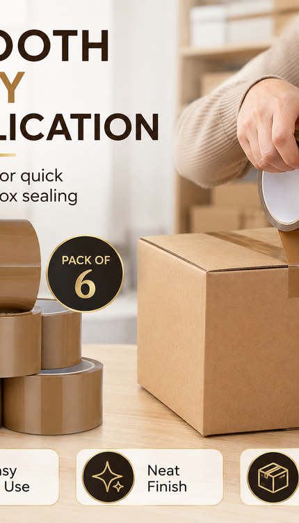Heavy Duty Brown Parcel Tape – 6 Rolls, 48mm × 66m