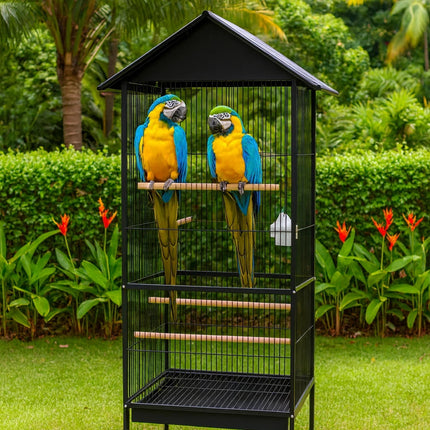 Large Bird Cage With Stand Metal Parrots Macaw Cockatiel Budgie Canary Enclosure