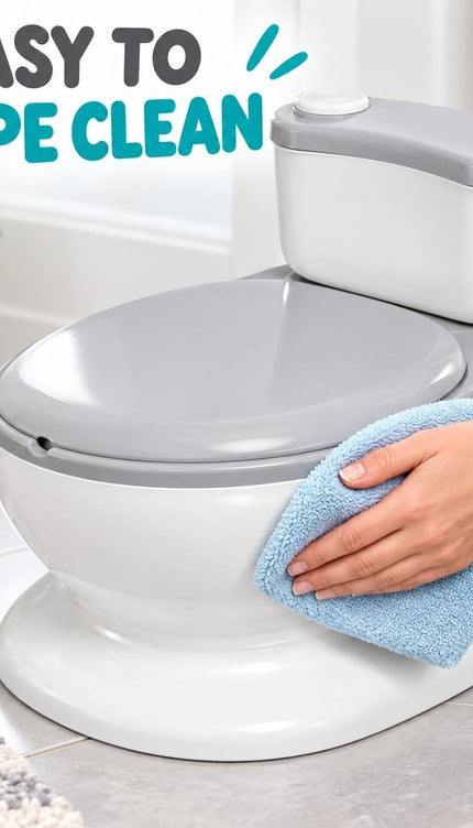 Toddler Potty Training Kids Toilet Flush Sound Music Soft PVC Seat Non-Slip Grey