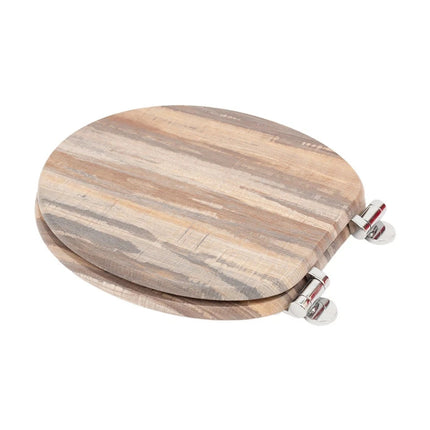 18'' Universal Wooden Toilet Seat Easy Fit WC Bathroom Seat with Strong Fixing