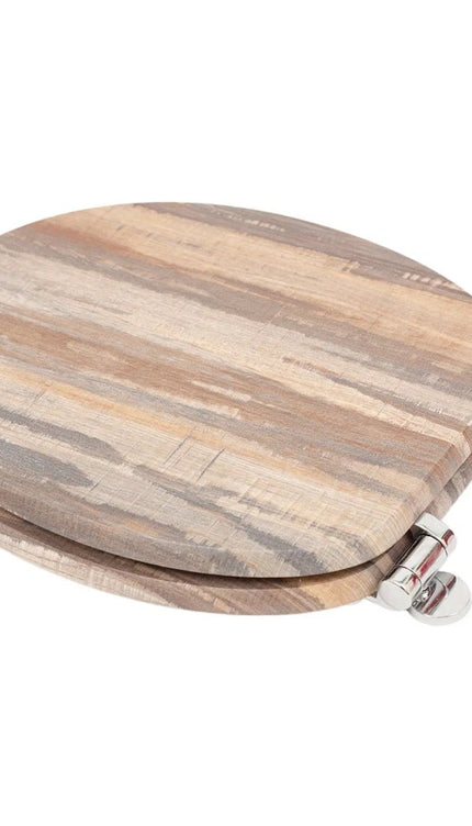 18'' Universal Wooden Toilet Seat Easy Fit WC Bathroom Seat with Strong Fixing