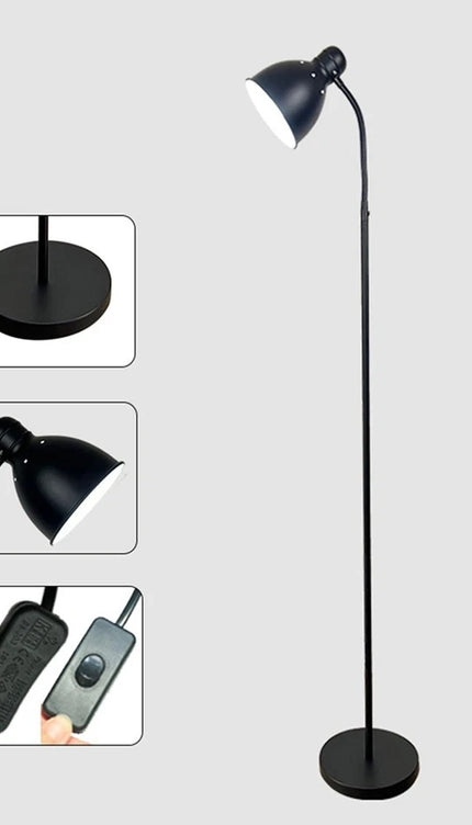 Metal Floor Lamp Standing Adjustable Neck Heavy Base Reading Home Light