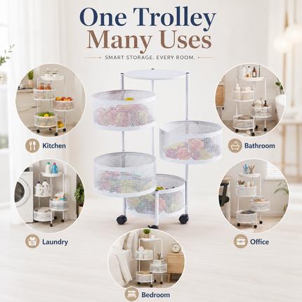 Storage Rack Rotating 5 Tier Kitchen Vegetable Bathroom Organizer Shelf