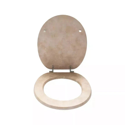 18" UNIVERSAL BATHROOM TOILET SEAT BEIGE MARBLE STONE EFFECT WC SEAT +FITTINGS