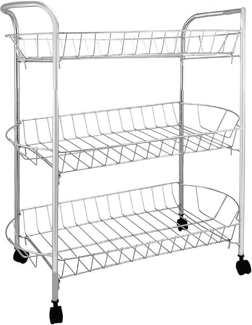 3/4 Tier Fruit Vegetable Trolley Basket Rack Kitchen Storage Cart with Wheels