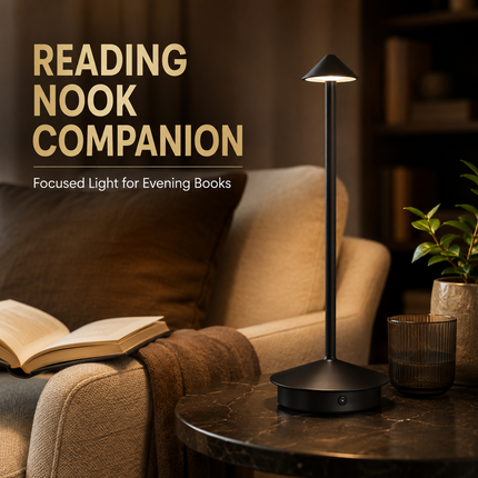 Cordless LED Table Lamp USB-C Rechargeable Dimmable Metal Light 3 Colour Modes
