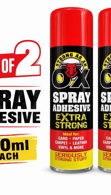2x Adhesive Glue Spray 500ml H Duty Multipurpose Aerosol Carpet Tile Fabric Foam