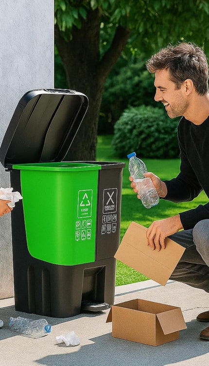 16L Recycling Pedal Bin Double Compartment Kitchen Waste Dustbin
