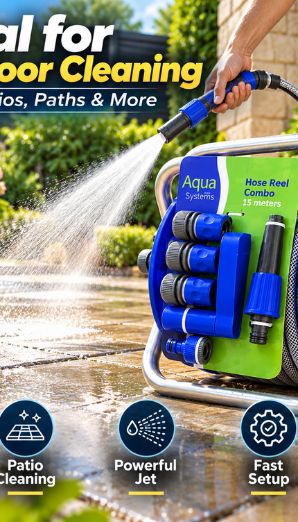 Garden Hose Reel Cart with 1/2" 15M Hose Portable Trolley Spray Nozzle Connector