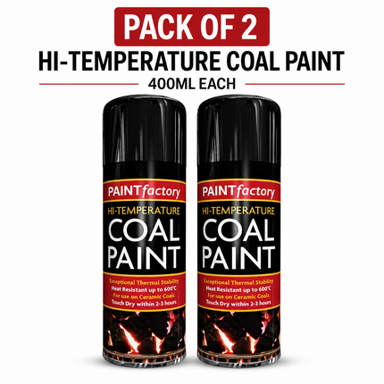 Black Coal Spray Paint 400ML High Temp Heat Resistant Ceramic Stove Gas 2-Pack