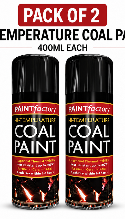 Black Coal Spray Paint 400ML High Temp Heat Resistant Ceramic Stove Gas 2-Pack