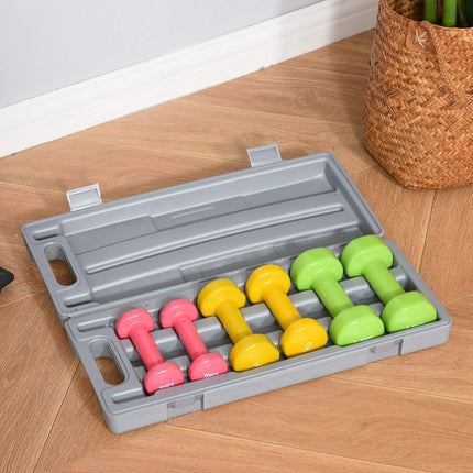 6KG Neoprene Hex Dumbbell Hand Weight Sets with Carry Case Anti-roll Anti-Slip