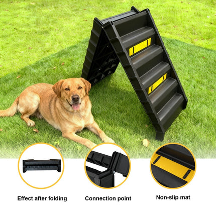 Portable Dog Ramp Folding Non-Slip Pet Ramp Stairs Step Ladder for Car - BLACK