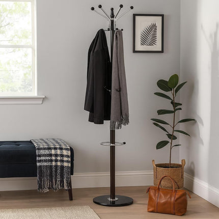 Black Marble Coat Stand with Umbrella Holder