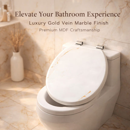 18" Universal Toilet Seat MDF Wooden Bathroom WC Easy Fit + Fittings Novelty