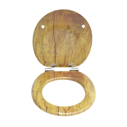 18" Universal Toilet Seat MDF Wooden Bathroom WC Easy Fit + Fittings Novelty