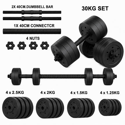 Adjustable Dumbbell Barbell Set with Push Bar & Connecting Rod – Home Gym Weight