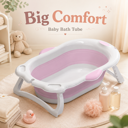Baby Bathtub Foldable Portable Infant Toddler Bathtub with Temperature Sensor