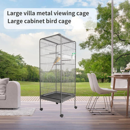Steel Standing Cage for Cockatiels, Parrots & Pigeons Large Flight Bird Kin