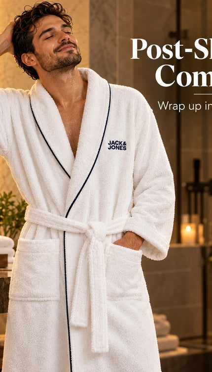 Unisex Cotton Bathrobe – Terry & Waffle Spa Dressing Gown, Various Colours
