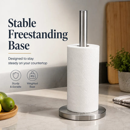 Tissue Roll Holder Free Standing Countertop Paper Stand Stainless Steel Holder