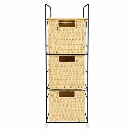 3 Drawer Slim Bathroom Storage Unit Woven Organizer Cabinet Box for Bathroom Use