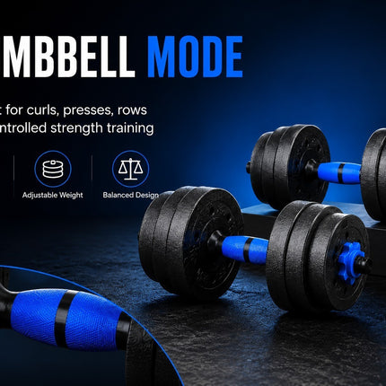 Adjustable Dumbbell & Barbell Set-Blue