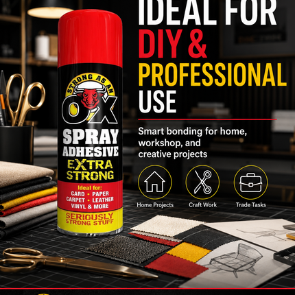 Heavy Duty Spray Adhesive Glue 500ml Extra Strong Bond Carpet Tile Fabric